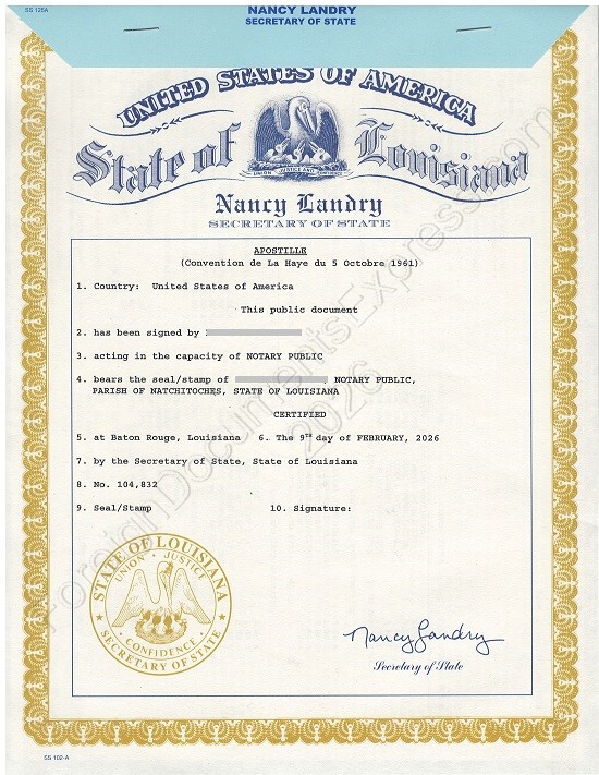 Louisiana Hague apostille Louisiana apostille