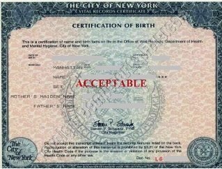 certified copy of birth certificate nyc