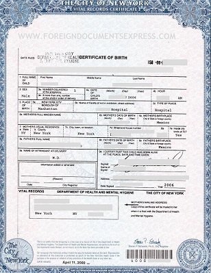 Apostille For Birth Certificate In New York