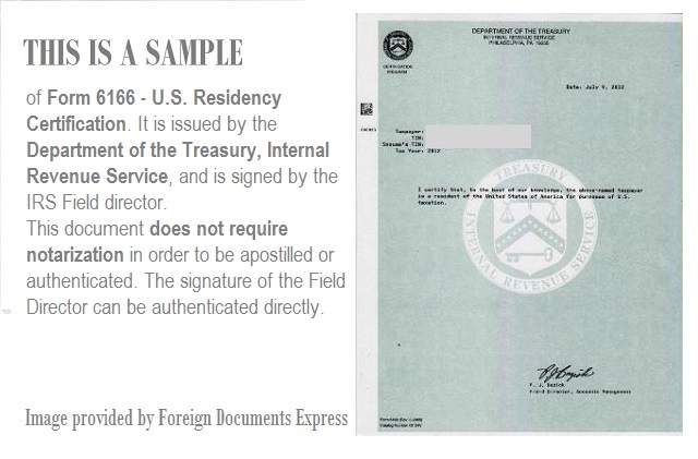 Certificate Of Residency 0154