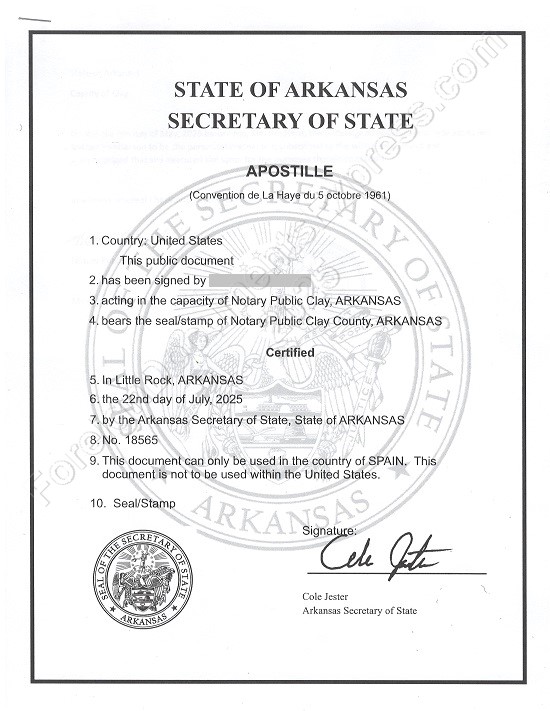 Arkansas apostille Apostille from Arkansas