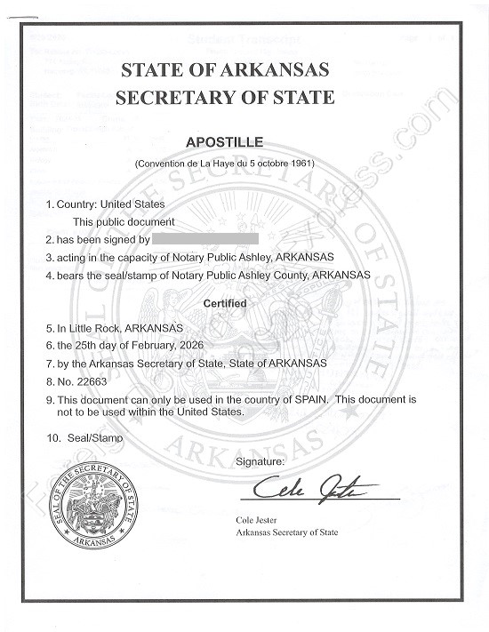Arkansas apostille Apostille from Arkansas