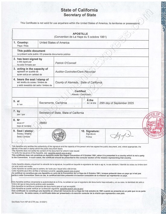 California apostille California Hague apostille
