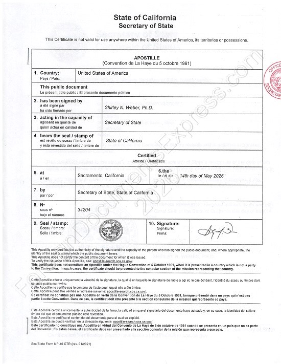 California Hague apostille 2026 California Hague apostille