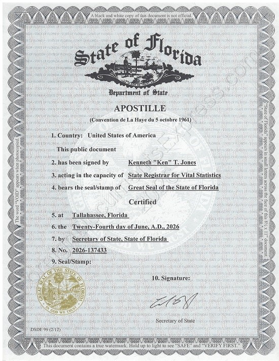 Florida Hague apostille 2026 Florida apostille