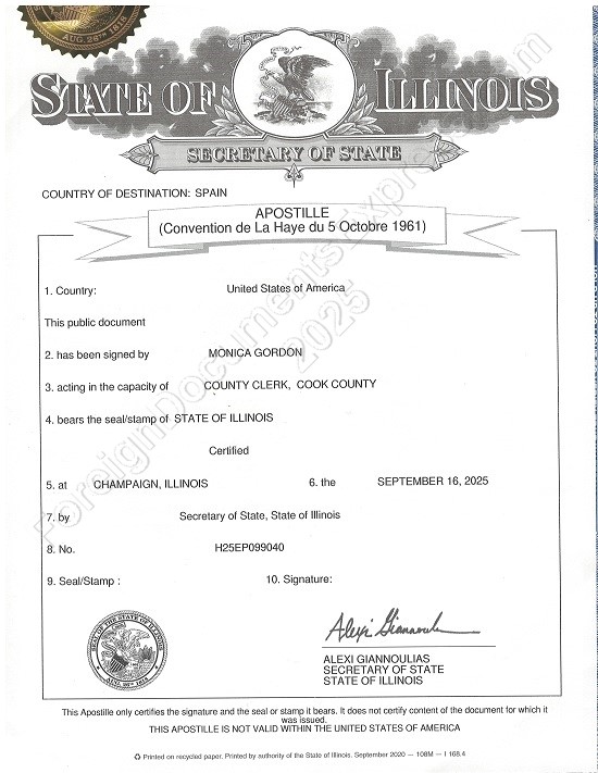 Illinois apostille Apostille from Illinois