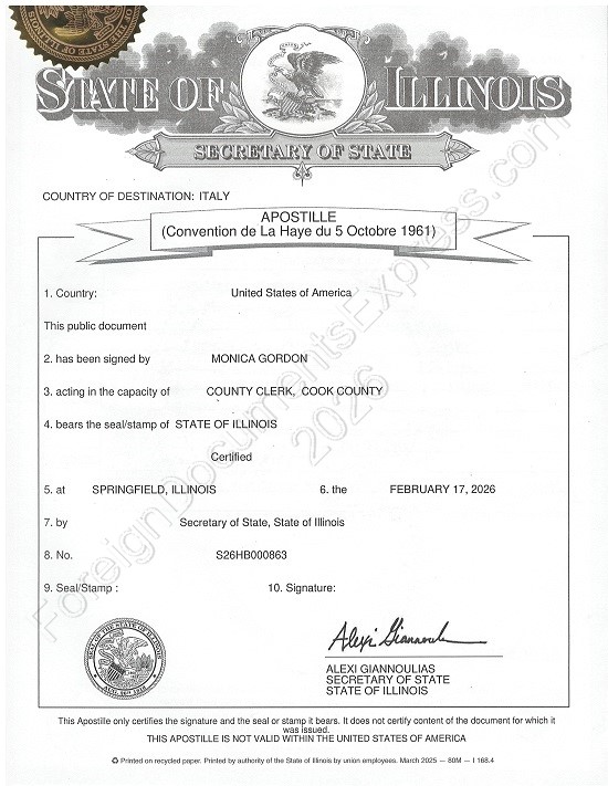 Illinois apostille Apostille from Illinois