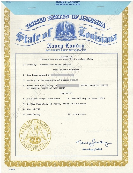 Louisiana apostille