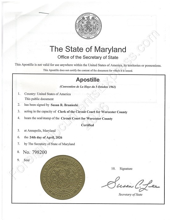Maryland Hague apostille