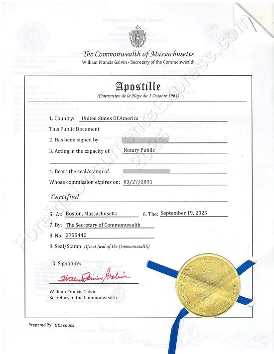 Hague apostille from Massachusetts Massachusetts apostille