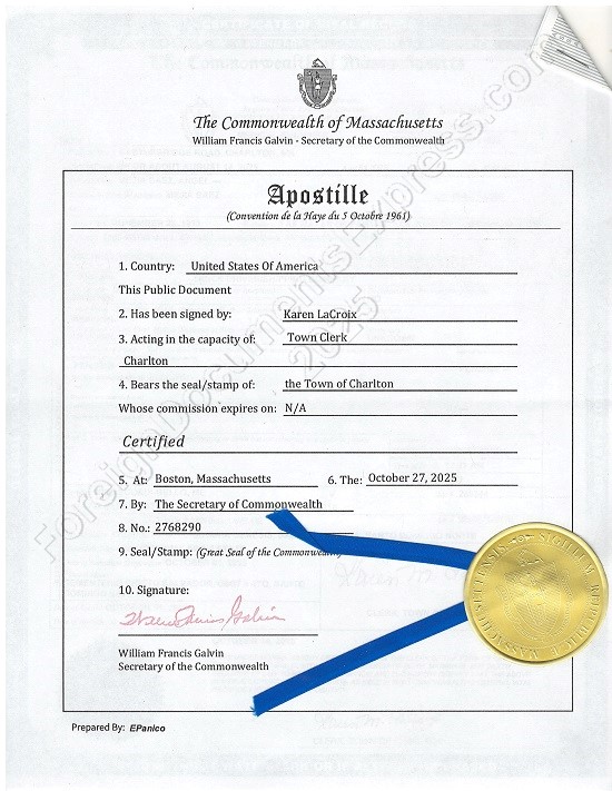 Hague apostille from Massachusetts Massachusetts apostille