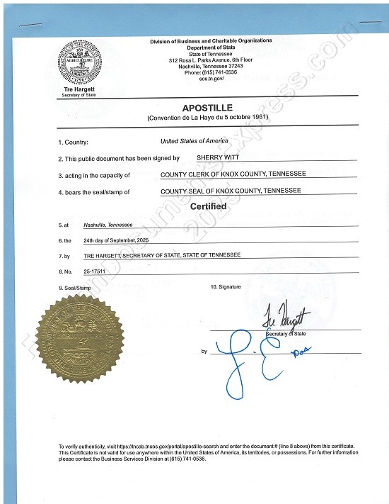 Tennessee apostille
