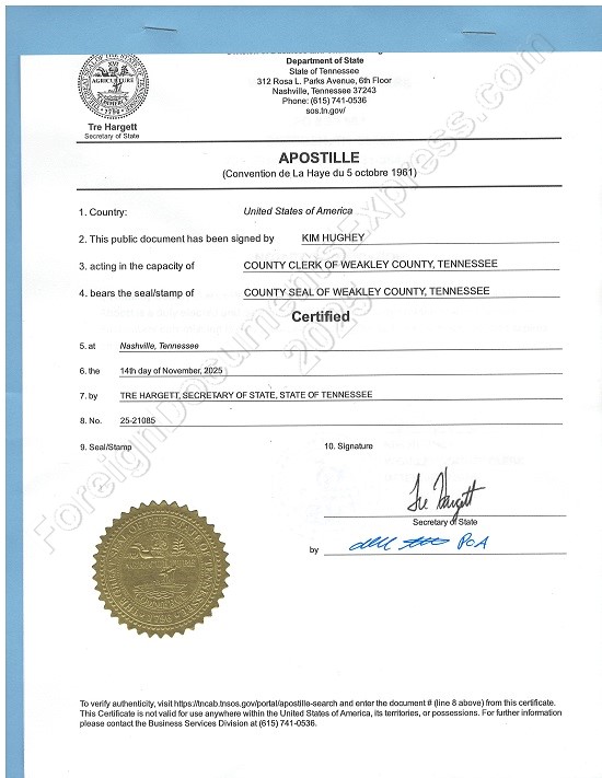 Tennessee apostille