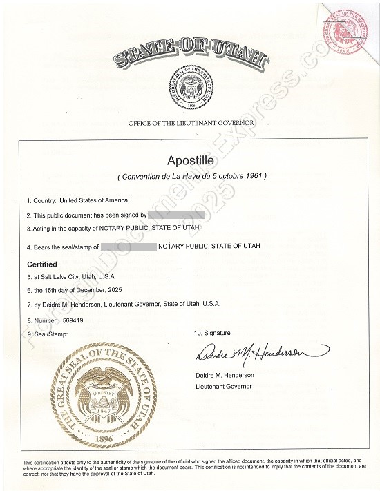 Utah apostille
