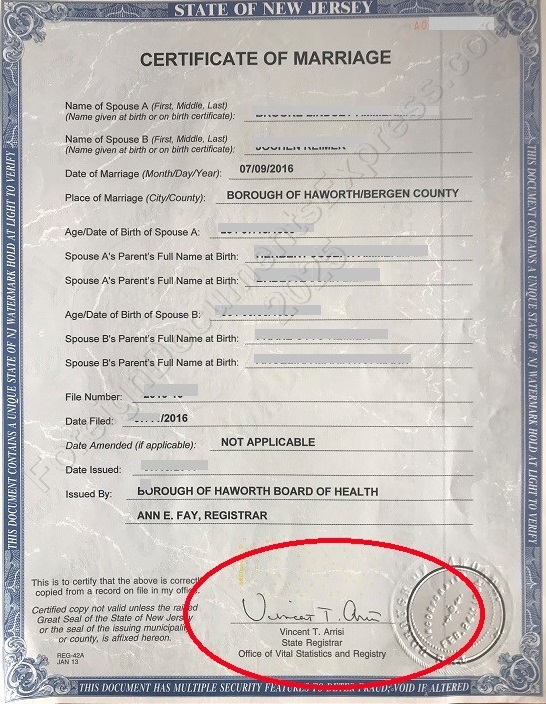 New Jersey marriage certificate eligible for a NJ apostille new jersey marriage certificate 2025W