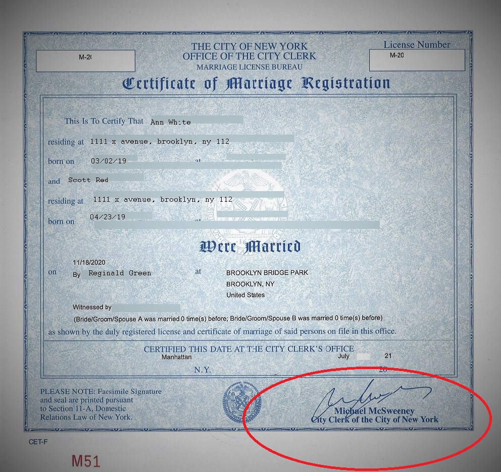 Official Marriage Certificate