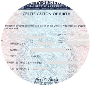 New York birth certificates (Manhattan, Brooklyn, Queens, Bronx, Staten Island)