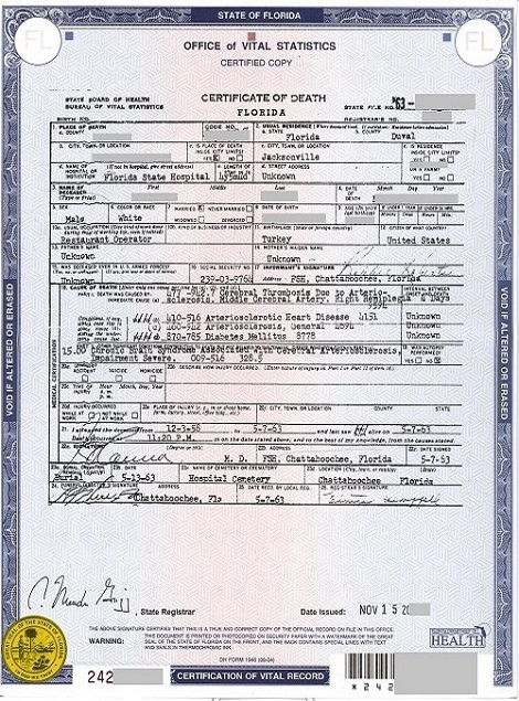 Death certificates U S Apostille Services