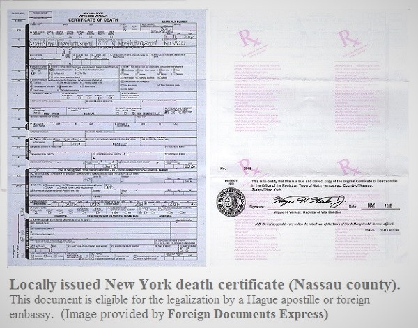 Death certificates U S Apostille Services