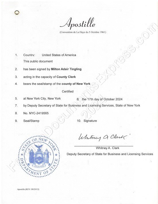 New York apostille